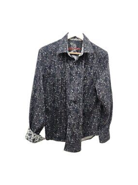 Robert Graham Shirt Mens M Gray Camouflage Button Up 100% Cotton Classic Fit